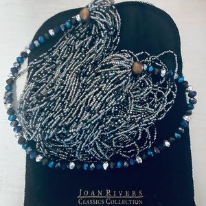 Joan Rivers Multi-Strand Beaded Necklace - Silver and Blue